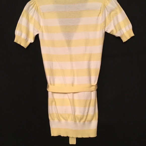 Almost Famous Vintage Pale Yellow & White short sleeve Striped Cardigan, size S. - Picture 6 of 8